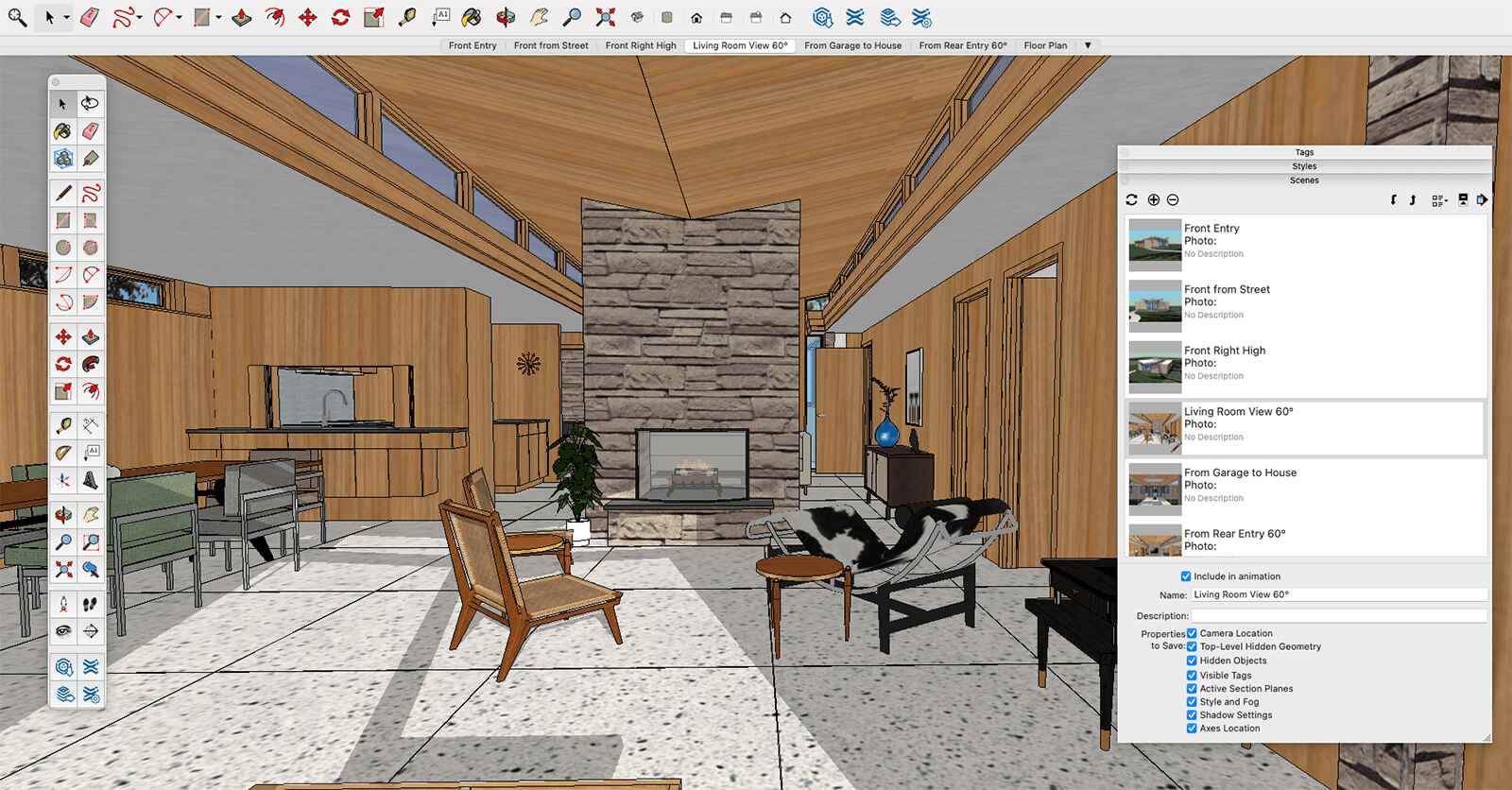 lộ trình học phần mềm thiết kế nội thất với dựng hình SketchUp cho không gian phòng khách