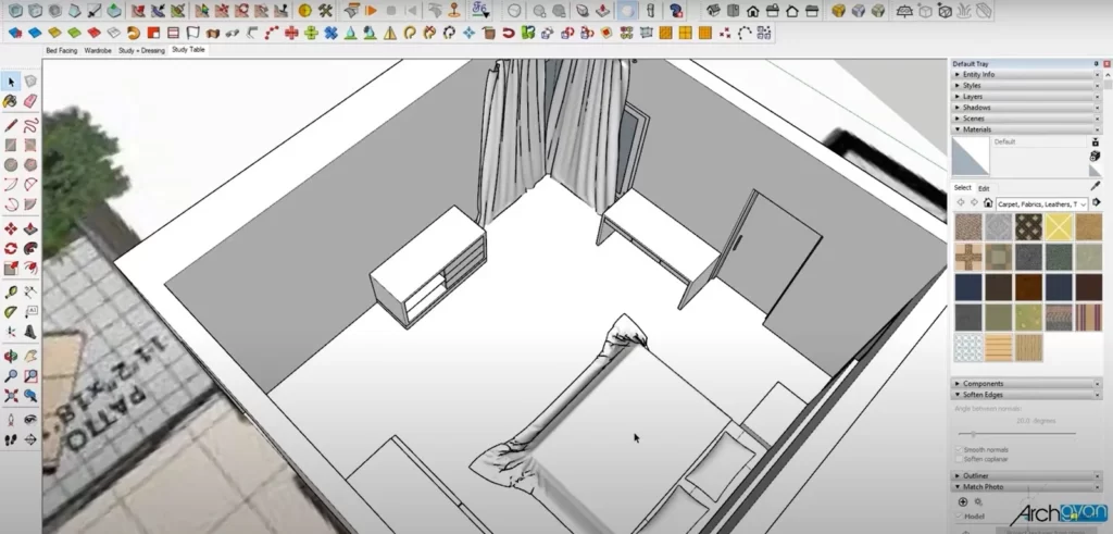 Giao diện phần mềm SketchUp thiết kế nội thất