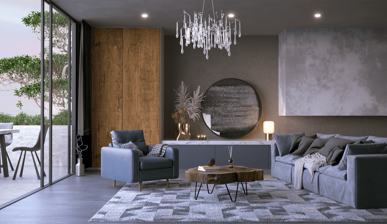 So sánh V-Ray và Lumion trong không gian phòng khách nội thất hiện đại