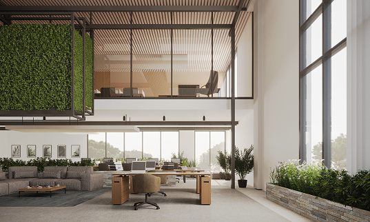 Không gian nội thất văn phòng hiện đại minh họa render cho thiết kế nội thất