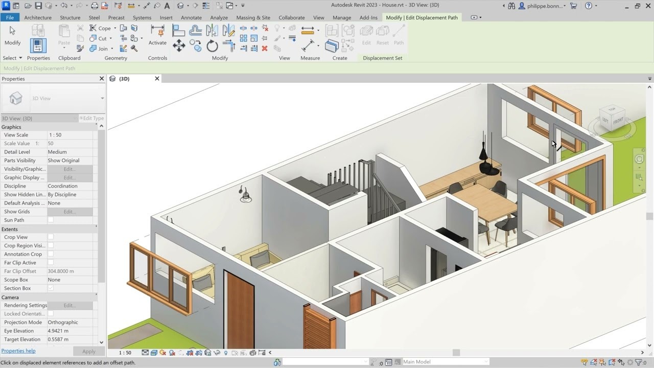 Giao diện Revit trong một dự án thiết kế nội thất căn hộ
