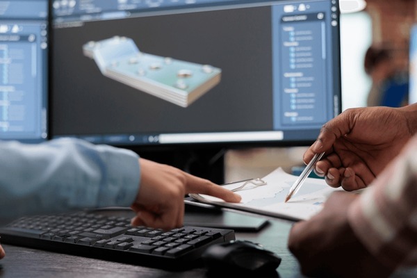 designer junior xem bản render 3D nội thất trên màn hình